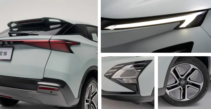 Four images on details on OMODA E5