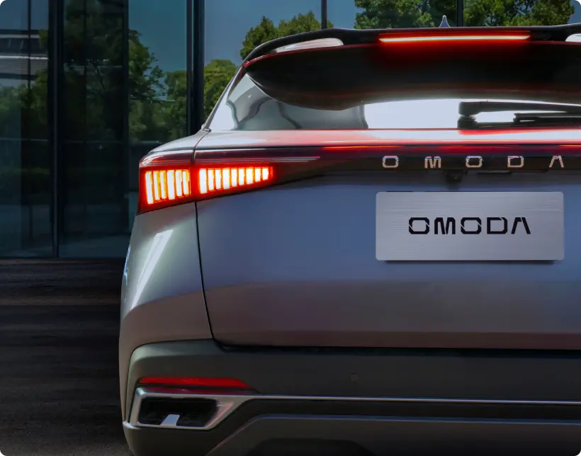 Rear shot of OMODA with red break light