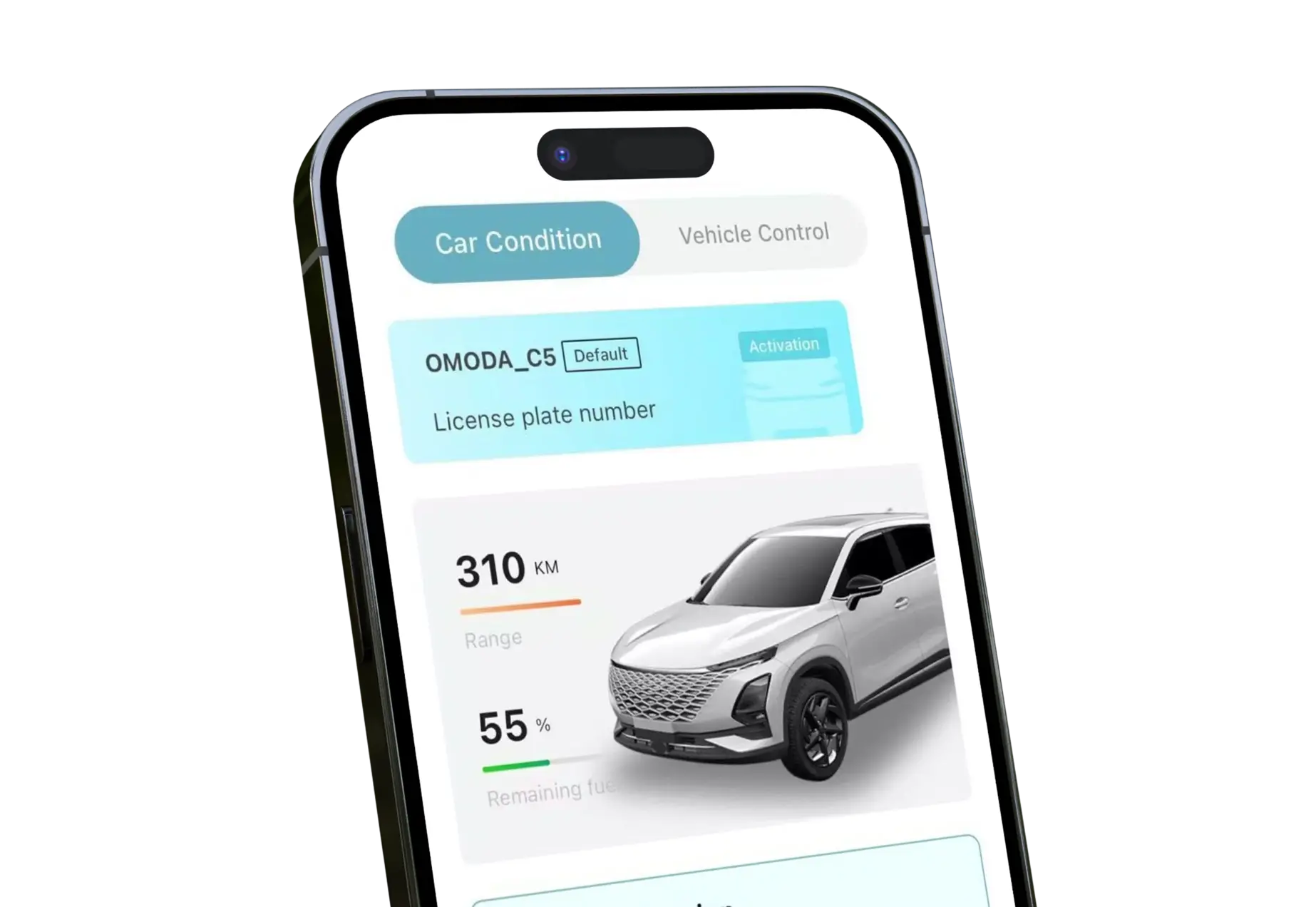 Close up of OMODA EV Mobile App