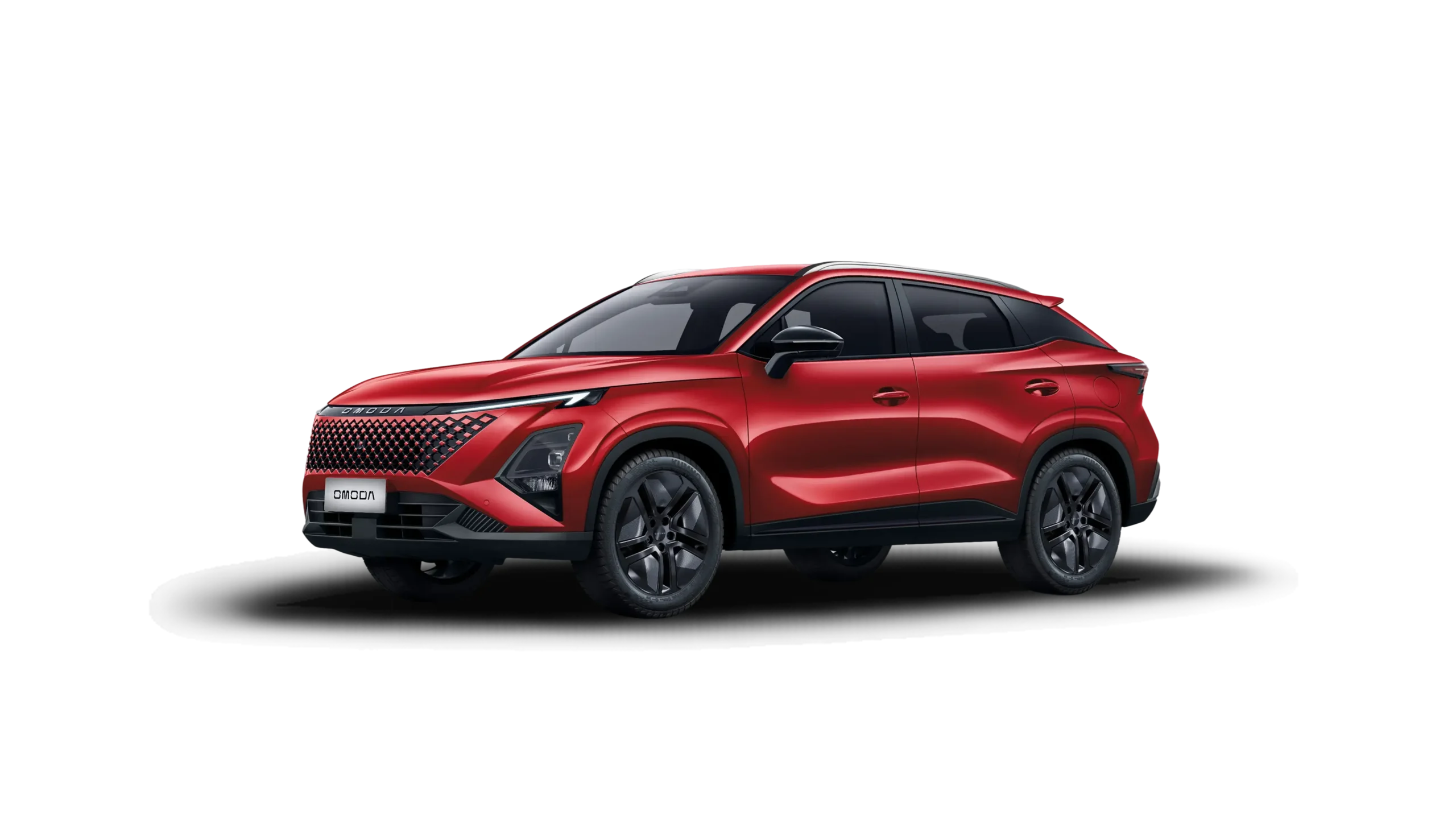 The new Super Hybrid OMODA 5 SHS-H SUV in Garnet Red