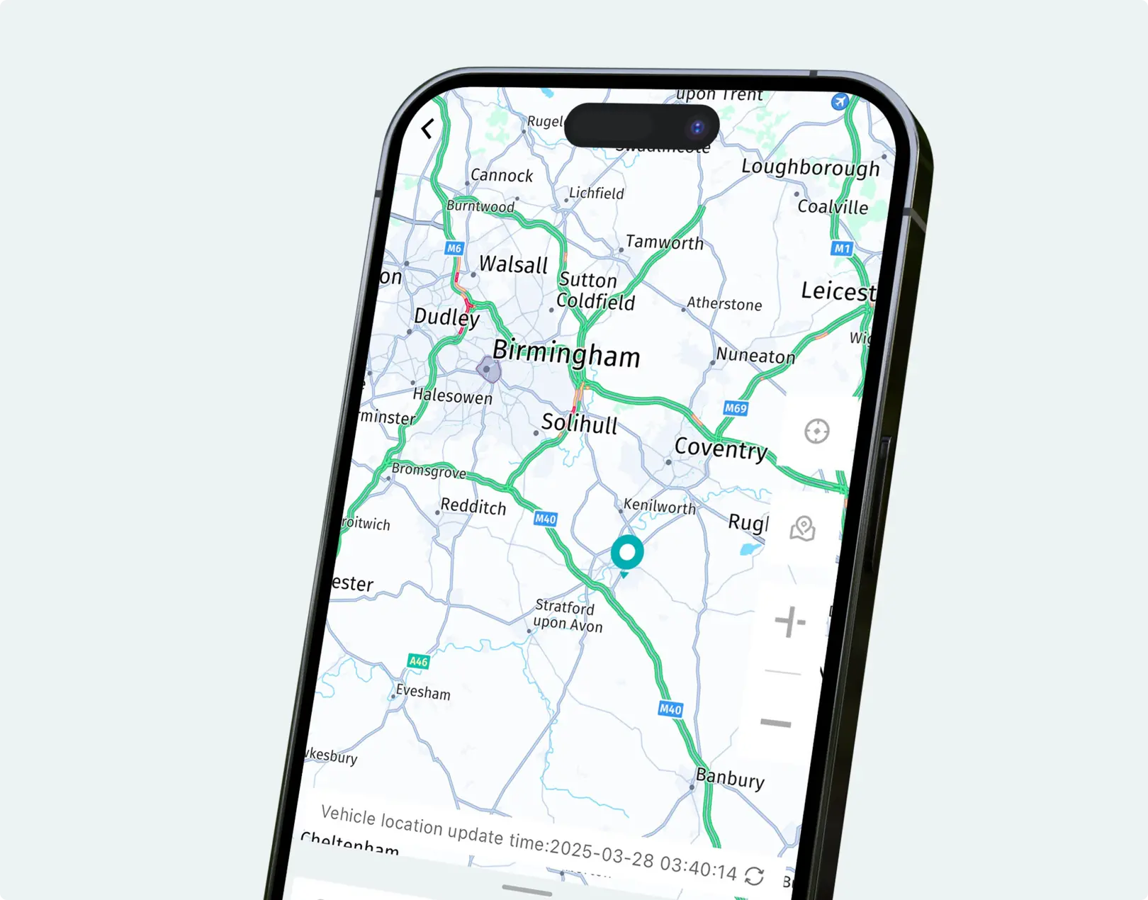Example of the map funcationality on the mobile app