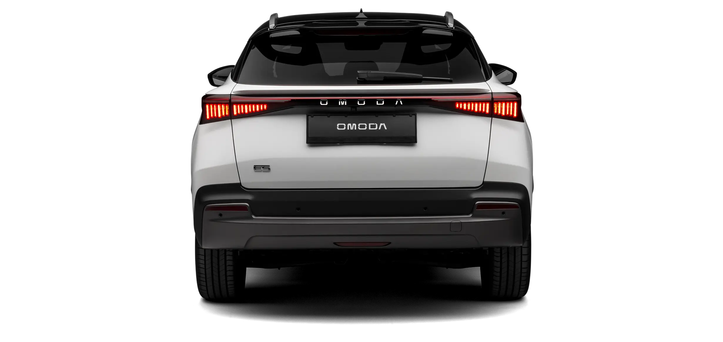 Rear view of white OMODA E5
